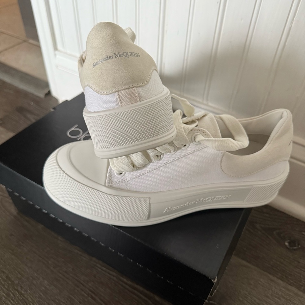 ❗️SOLD❗️Alexander McQueen Deck Plimsoll Canvas & Suede Sneakers white - Picture 3 of 11